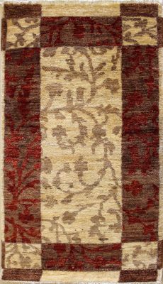 2'2x4'7 Chobi Ziegler Area Rug made using Vegetable dyes with Wool Pile - Floral Design | Hand-Knotted in White