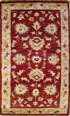 2'3x4'7 Chobi Ziegler Area Rug made using Vegetable dyes with Wool Pile - Floral Design | Hand-Knotted in Red