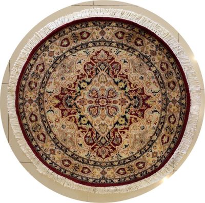 4'0x4'1 Pak Persian High Quality Area Rug with Wool Pile - Floral Design | Hand-Knotted in Red