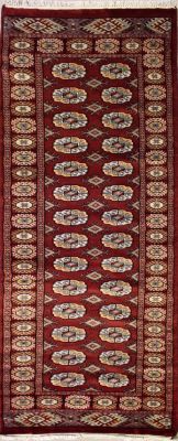 2'5x7'9 Bokhara Jaldar Area Rug with Wool Pile - Special Mori Bokhara Elephant Foot Design | Hand-Knotted in Red