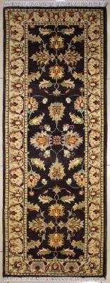 2'2x6'3 Chobi Ziegler Area Rug made using Vegetable dyes with Wool Pile - Floral Design | Hand-Knotted in Dark Brown