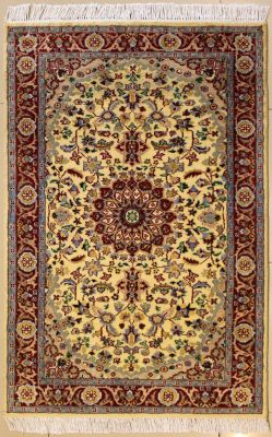 3'0x5'2 Pak Persian High Quality Area Rug with Wool Pile - Floral Design | Hand-Knotted in White
