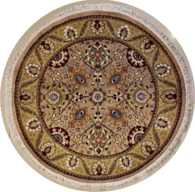 4'1x4'1 Pak Persian High Quality Area Rug with Wool Pile - Floral Design | Hand-Knotted in Beige