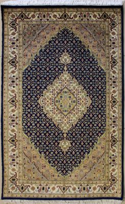 3'0x5'3 Pak Persian High Quality Area Rug with Wool Pile - Floral Medallion Design | Hand-Knotted in Blue