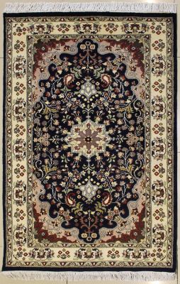 3'1x5'5 Pak Persian High Quality Area Rug with Wool Pile - Floral Design | Hand-Knotted in Blue