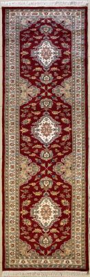 2'6x10'3 Pak Persian Area Rug with Silk & Wool Pile - Floral Design | Hand-Knotted in Red