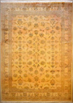 8'9"x11'10" Spectacular Floral Pak Persian Rug in Spellbinding Gold, Beige & Reddish Brown, New 9x12 Wool Double Knot Marvel, Hand-Knotted Mahal Rug, qk8416 
