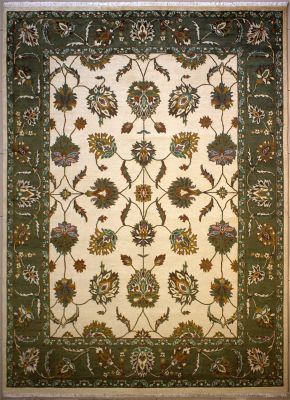 9'x12'5" Monumental Floral Chobi Ziegler Rug in Celestial White, Gold & Green, New 9x12 Wool Double Knot Perfection, Hand-Knotted Rug, qk08872 