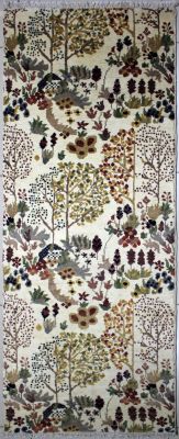 2'5x6'6 Chobi Ziegler Area Rug made using Vegetable dyes with Wool Pile - Floral Design | Hand-Knotted in White