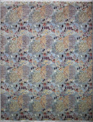 7'10x9'10 Chobi Ziegler Area Rug made using Vegetable dyes with Wool Pile - Floral Design | Hand-Knotted in Grey