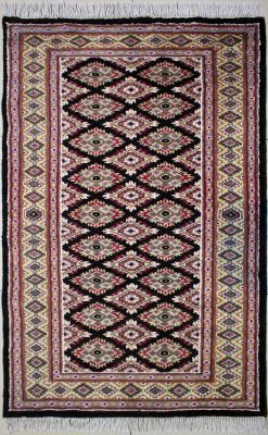 3'x5'1" Exhilarating Diamond Bokhara Jaldar Rug in Dynamic Brown, Gold & Red, New 3x5 Wool, Silk Artistry, Hand-Knotted Rug, qk08950