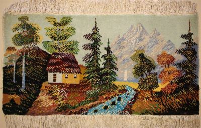 1'6x3'2 Pak Persian High Quality Area Rug with Silk & Wool Pile - Floral (Special Quality) Pictorial Design | Hand-Knotted Multicolored | 2x3 Double Knot Rug