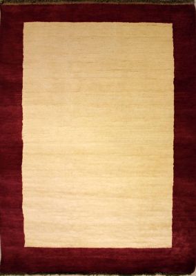 4'0x5'10 Gabbeh Area Rug made using Vegetable dyes with Wool Pile - Solid Design | Hand-Knotted in White