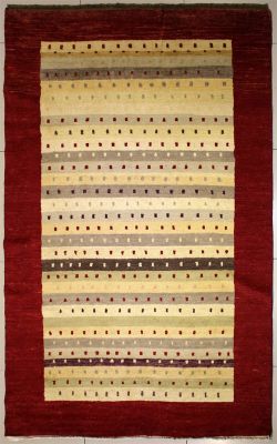 5'1x7'9 Gabbeh Area Rug with Wool Pile - Polka Dot Design | Hand-Knotted Multicolored | 5x8