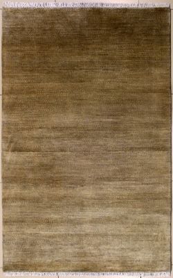 4'0x6'1 Gabbeh Area Rug made using Vegetable dyes with Wool Pile - Solid Design | Hand-Knotted in Grey