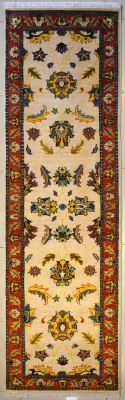 2'8x10'4 Chobi Ziegler Area Rug made using Vegetable dyes with Wool Pile - Floral Design | Hand-Knotted in White