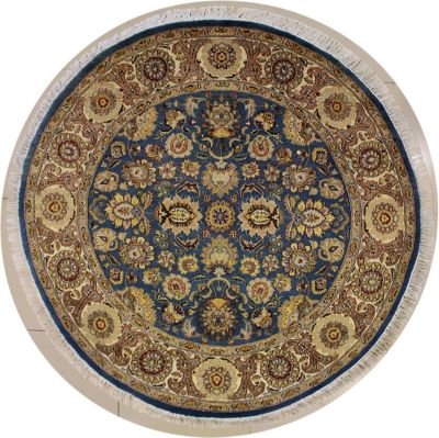 5'10x5'10 Pak Persian High Quality Area Rug with Wool Pile - Floral Design | Hand-Knotted in Greenish Blue