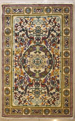 4'7x7'1 Chobi Ziegler Area Rug made using Vegetable dyes with Wool Pile - Pictorial Hunting Shikargah Design 