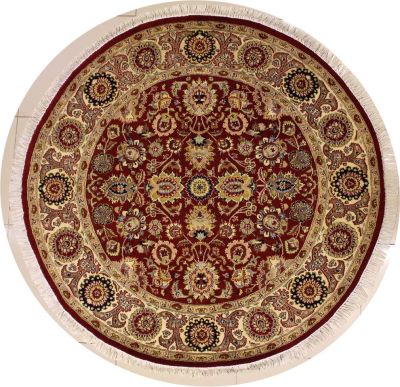 6'1x6'2 Pak Persian High Quality Area Rug with Wool Pile - Floral Design | Hand-Knotted in Red