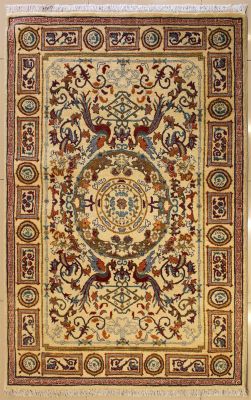 4'7x7'3 Chobi Ziegler Area Rug made using Vegetable dyes with Wool Pile - Pictorial Hunting Shikargah Design 