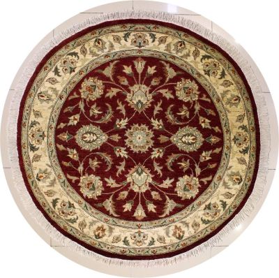 6'0x6'1 Chobi Ziegler Area Rug made using Vegetable dyes with Wool Pile - Floral Design | Hand-Knotted in Red