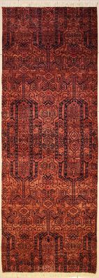 3'1x9'0 Chobi Ziegler Area Rug made using Vegetable dyes with Wool Pile - Geometric Design | Hand-Knotted in Red