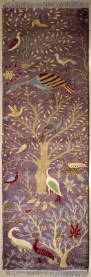 2'8x10'0 Pak Persian High Quality Area Rug with Wool Pile - Pictorial Hunting Shikargah Design | Hand-Knotted in Purple