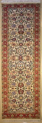 3'1x10'6 Pak Persian High Quality Area Rug with Wool Pile - Mahal Floral Design | Hand-Knotted in White