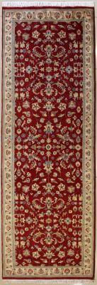 3'1x10'1 Pak Persian High Quality Area Rug with Wool Pile - Floral Design | Hand-Knotted in Red