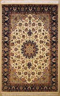 4'8x7'4 Pak Persian High Quality Area Rug with Wool Pile - Floral Design | Hand-Knotted in White