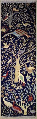 2'7x10'0 Pak Persian High Quality Area Rug with Wool Pile - Pictorial Hunting Shikargah Design | Hand-Knotted in Blue