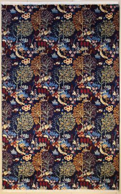 5'1x8'0 Chobi Ziegler Area Rug made using Vegetable dyes with Wool Pile - Floral Design | Hand-Knotted in Blue