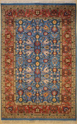 5'2x8'2 Pak Persian High Quality Area Rug with Wool Pile - Mahal Floral Design | Hand-Knotted in Greenish Blue
