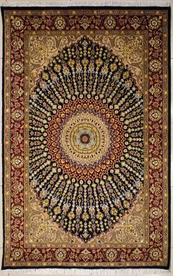 5'1x8'2 Pak Persian High Quality Area Rug with Wool Pile - Floral Design | Hand-Knotted in Blue