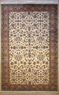 5'1x8'4 Pak Persian High Quality Area Rug with Wool Pile - Floral Design | Hand-Knotted in White