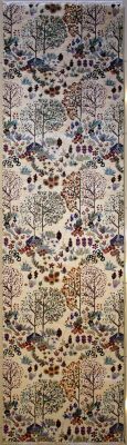 3'0x11'11 Chobi Ziegler Area Rug made using Vegetable dyes with Wool Pile - Floral Design | Hand-Knotted in White