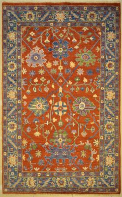 5'11x8'7 Chobi Ziegler Area Rug made using Vegetable dyes with Wool Pile - Floral Design | Hand-Knotted in Red