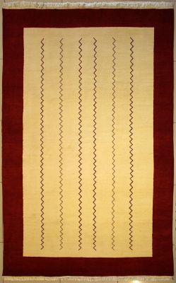 5'9x8'7 Gabbeh Area Rug made using Vegetable dyes with Wool Pile - Striped Design | Hand-Knotted Multicolored | 6x9 Double Knot Rug