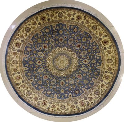 8'0x8'2 Pak Persian High Quality Area Rug with Wool Pile - Floral Design | Hand-Knotted in Grey