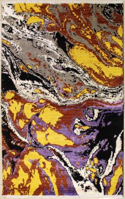 6'2x9'1 Chobi Ziegler Area Rug made using Vegetable dyes with Silk & Wool Pile - Pictorial Design | Hand-Knotted Multicolored | 6x9 Double Knot Rug