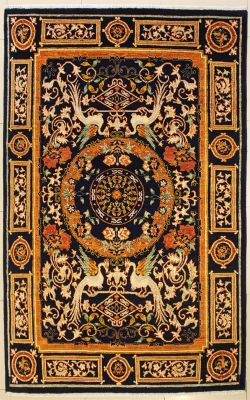 6'0x8'8 Chobi Ziegler Area Rug made using Vegetable dyes with Wool Pile - Pictorial Hunting Shikargah Design 