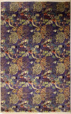 5'11x9'3 Chobi Ziegler Area Rug made using Vegetable dyes with Wool Pile - Floral Design | Hand-Knotted in Purple