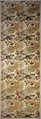 3'11x14'11 Chobi Ziegler Area Rug made using Vegetable dyes with Wool Pile - Floral Design | Hand-Knotted in White
