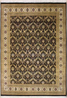 8'0x10'2 Pak Persian High Quality Area Rug with Silk & Wool Pile - Floral Paisley Design | Hand-Knotted in Black