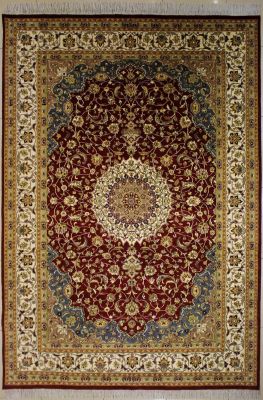 8'1x10'7 Pak Persian High Quality Area Rug with Wool Pile - Floral Medallion Design | Hand-Knotted in Red