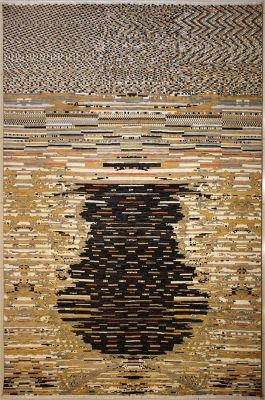 9'0x12'0 Gabbeh Area Rug made using Vegetable dyes with Silk & Wool Pile - Striped Design | Hand-Knotted Multicolored | 9x12 Double Knot Rug