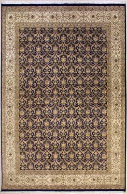10'0x14'1 Pak Persian High Quality Area Rug with Silk & Wool Pile - Floral Paisley Design | Hand-Knotted in Blue