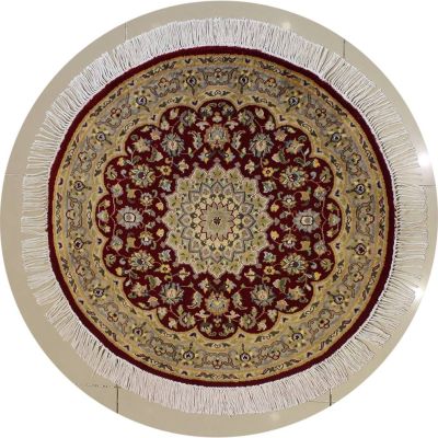 3'2x3'1 Pak Persian High Quality Area Rug with Silk & Wool Pile - Floral Design | Hand-Knotted in Red