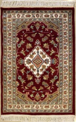 2'7x3'10 Pak Persian Area Rug with Silk & Wool Pile - Floral Design | Hand-Knotted in Red
