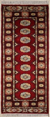 2'2x5'10 Bokhara Jaldar Area Rug with Wool Pile - Special Mori Bokhara Elephant Foot Design | Hand-Knotted in Red